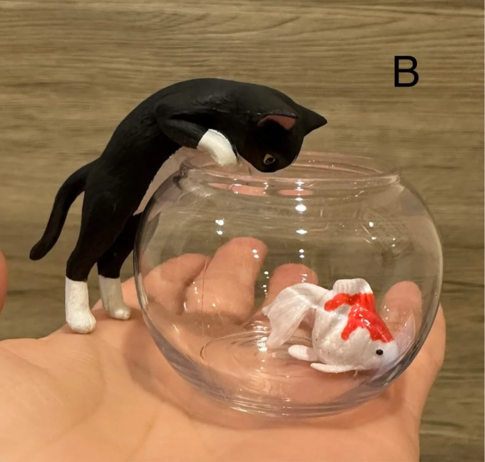 Cat & Fish Bowl Figurines