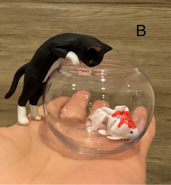 Cat & Fish Bowl Figurines