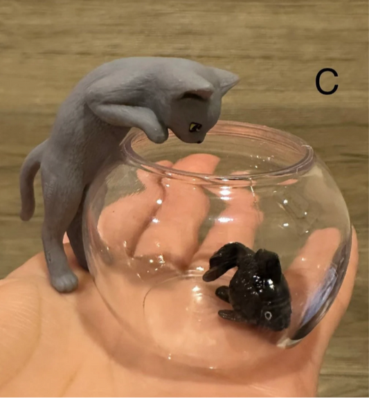 Cat & Fish Bowl Figurines