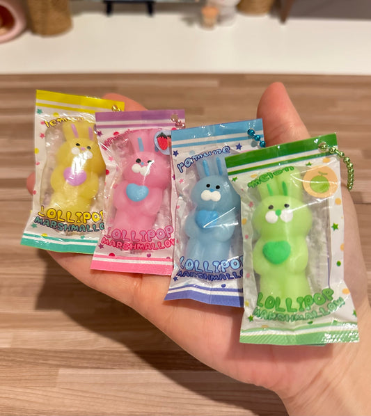 Squishy rabbit with zipper charm