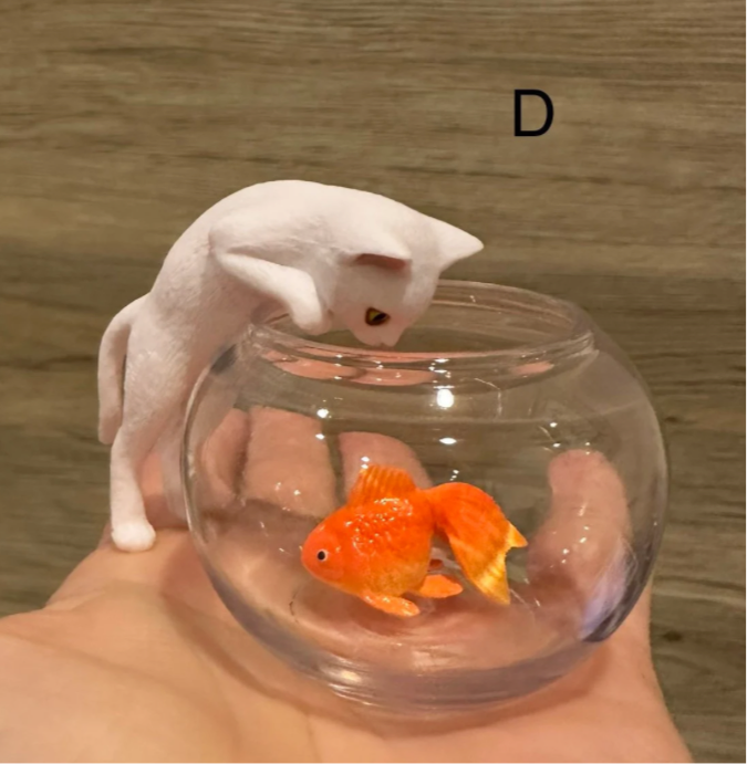 Cat & Fish Bowl Figurines