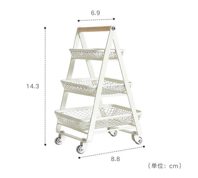 Mesh Rolling 3-Tier Cart