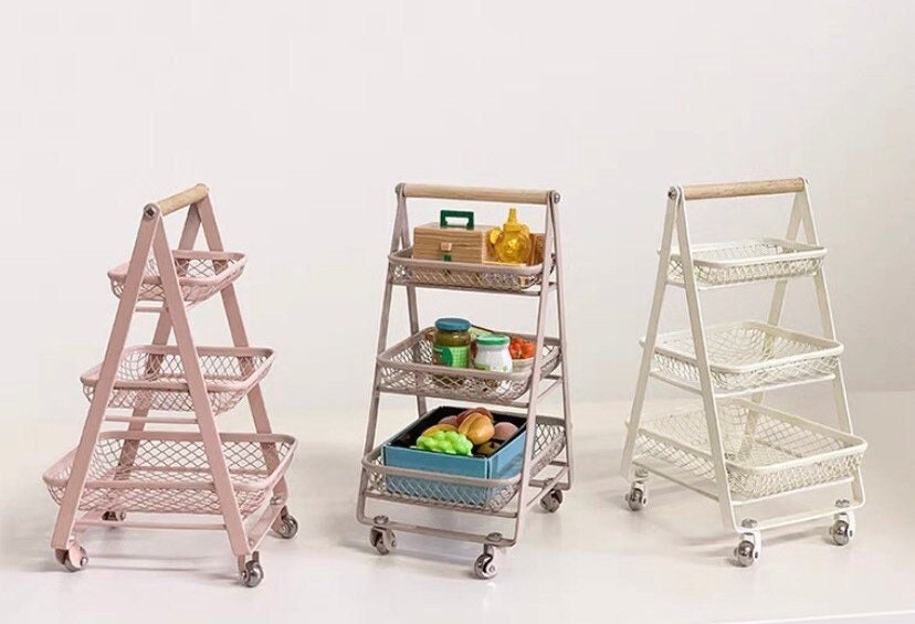 Mesh Rolling 3-Tier Cart